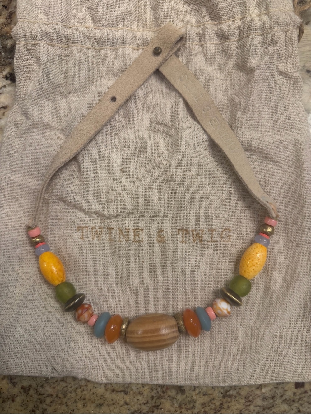 Twine & Twig Multicolor Beaded Leather Necklace